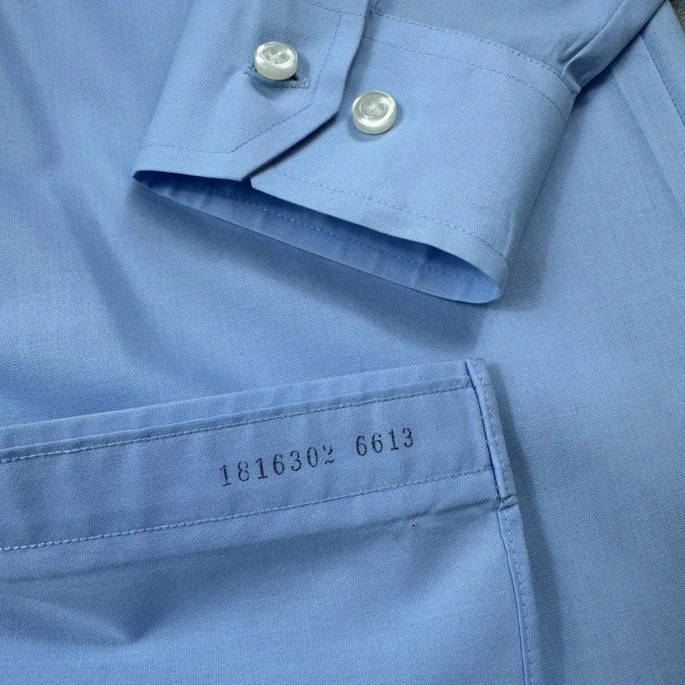 Stafford Dress Shirt 15 32-33 Blue Mens Button Down Regular Fit Broadcloth - Picture 5 of 8